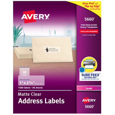 Avery Printable Address Labels with Sure Feed, 1